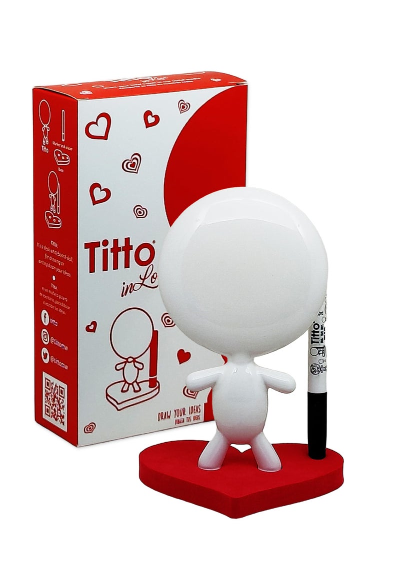 Estudio MW Valentines Day Gift - TITTO in Love, Draw Your Ideas - Ceramic Desk Coworkers Whiteboard Doll - Red Office Decor Design - Back to School Love Gifts - RED - Image 5